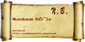 Nussbaum Béla névjegykártya